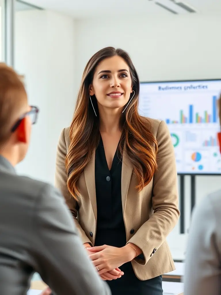 A benefits consultant presenting employee benefit programs to a business team.