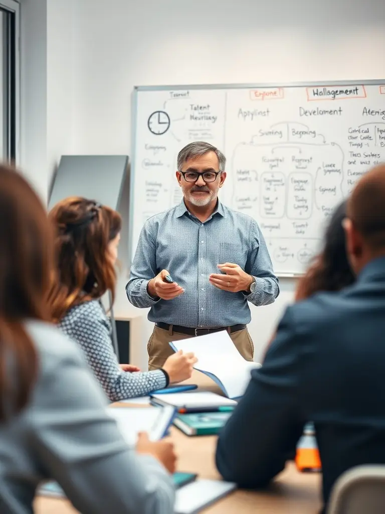 A talent management expert conducting a workshop on employee development.